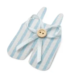 6 Etiquettes layette en lin rayées - Bleu et Blanc