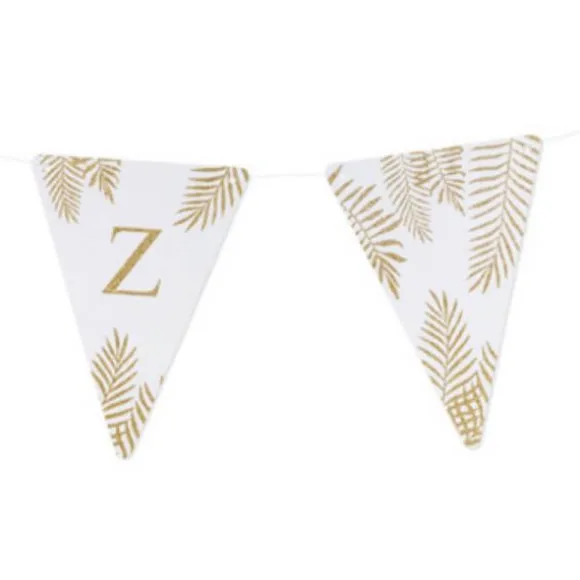5 Fanions Blancs et Paillettes Or " Z " - Fougère