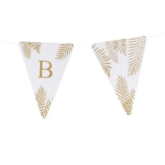 5 Fanions Blancs et Paillettes Or " B " - Fougère