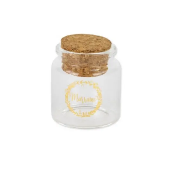 Fiole en Verre avec Bouchon en Liège - Marraine - Or