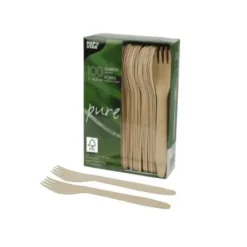 100 Fourchettes - Bois - Pure - 16,5 cm