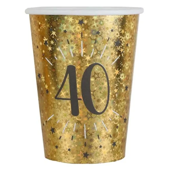 10 gobelets en carton - 27 cl - Collection Joyeux Anniversaire Étincelant Or - Âge au choix
