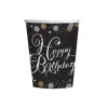 8 Gobelets "Happy Birthday" - Argent / Noir