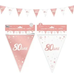 Guirlande de Fanions Anniversaire Métallique - Rose Gold - Age au Choix