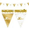 Guirlande de Fanions Anniversaire Métallique - Or - Age au Choix