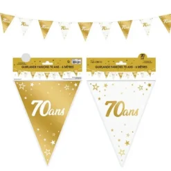 Guirlande de Fanions Anniversaire Métallique - Or - Age au Choix