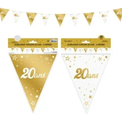 Guirlande de Fanions Anniversaire Métallique - Or - Age au Choix