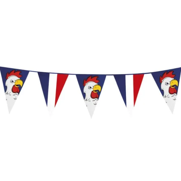 Guirlande de Fanions Géants Coq Gaulois et France - 8m