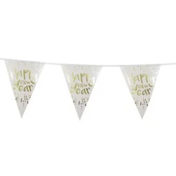 Guirlande de Fanions " Happy New Year " - Blanc & Or