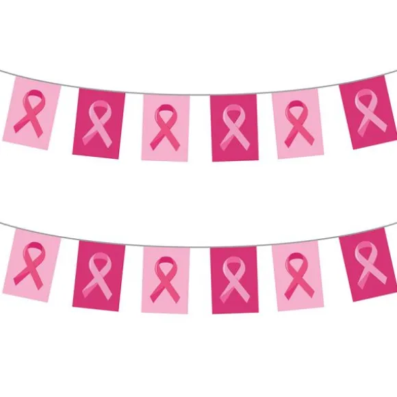 Guirlande de 20 fanions - Octobre Rose - 10 m