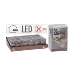 Guirlande de 50 Leds pour intérieur avec fonction minuterie - Blanc Chaud - 5 m