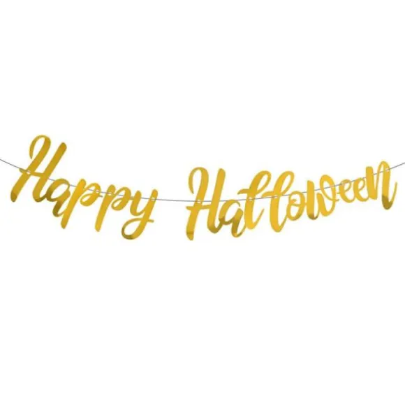 Guirlande de lettres dorées en papier - Happy Halloween - 2,5 m