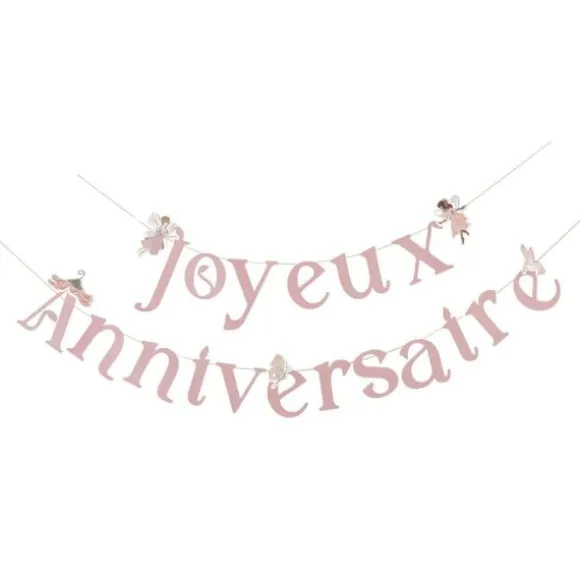 Guirlande de lettres "Joyeux Anniversaire" en papier - 2 m - Collection Fairy World