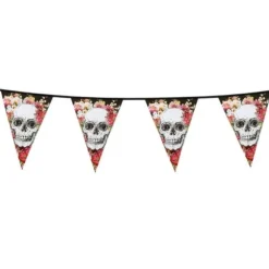 Guirlande en Plastique - 6 mètres - Crâne et Fleurs