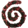 Guirlande XL de sapin verte avec décors rouges - 2,7 m