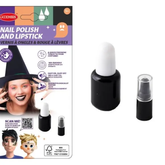 Kit d'accessoires pour Halloween - Rouge à lèvres et vernis noir