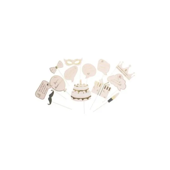 Kit photobooth 13 pièces - Collection Boho Blush et Or