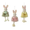 Lapin avec œuf à suspendre - 19 cm - Pâques - Couleur Aléatoire