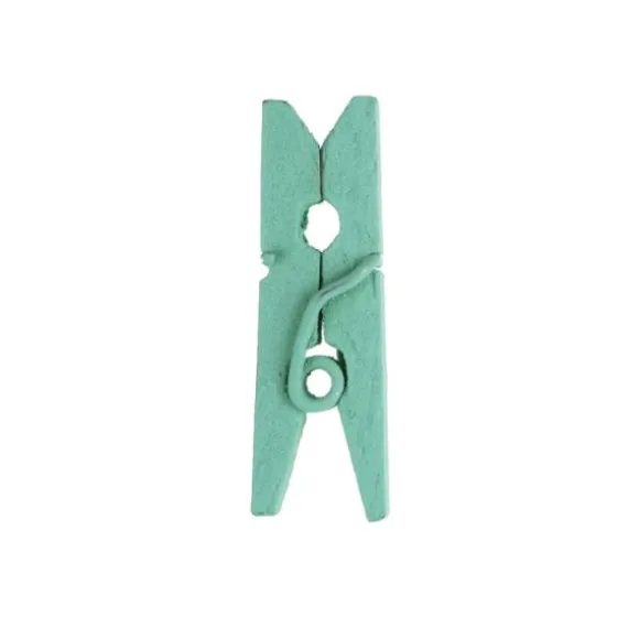 24 Mini Pinces en Bois - Vert Menthe