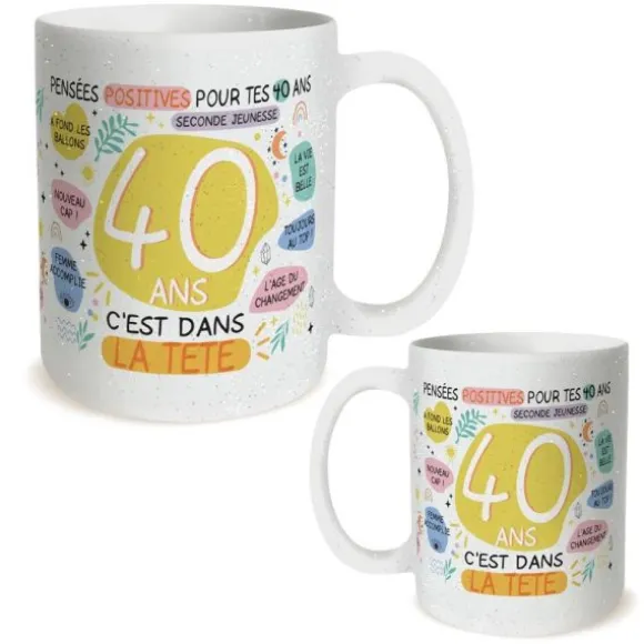 Mug Anniversaire à paillettes pour femme - Âge au choix