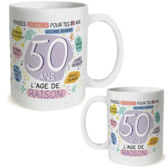 Mug Anniversaire à paillettes pour femme - Âge au choix