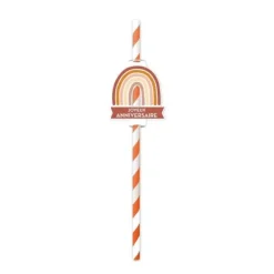 Pack de 12 pailles - Joyeux Anniversaire - Collection Terracotta