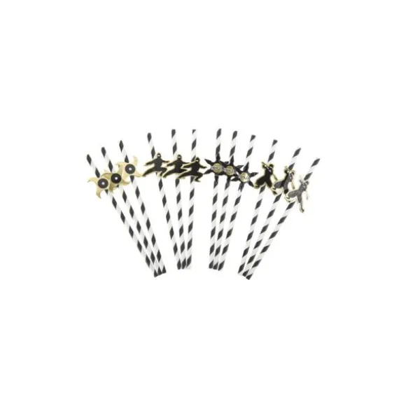 12 Pailles en carton avec médaillon - Collection Ninja