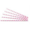 100 Pailles en Papier - 24 cm - Rose/Blanc