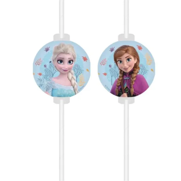 4 pailles médaillon en papier - 22 cm - La Reine des Neiges 2™