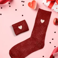 Paire de chaussettes à paillettes pour femme - Saint-Valentin - Collection Chéri Chérie