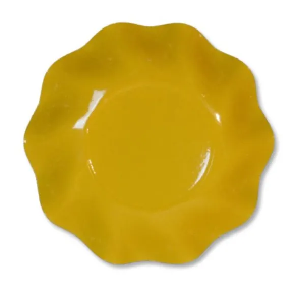 Petites Assiettes Vagues Rondes en Carton Jaune Moutarde