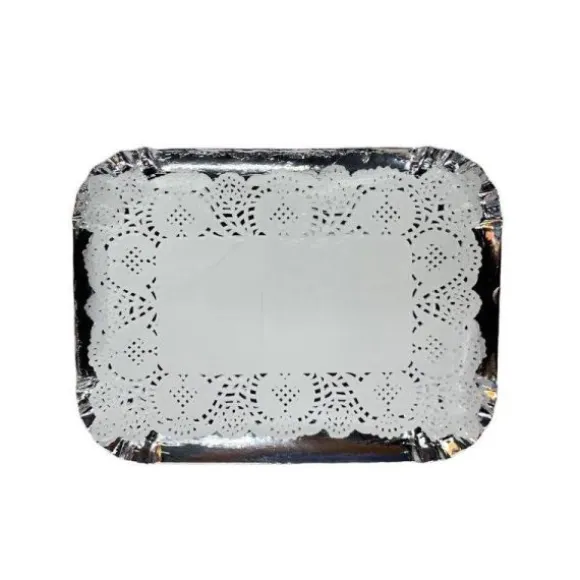5 plateaux rectangulaires avec bordure bombée et napperons - 21 x 31 cm - Couleur au choix