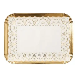 5 plateaux rectangulaires blancs en carton - 19 x 28 cm