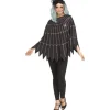 Poncho d'Halloween pour adulte - Toile d'araignée argentée - Taille unique