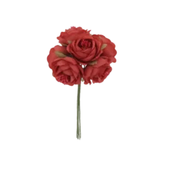6 roses avec pistils sur tige en papier - 4 x 13 cm - Couleur au choix