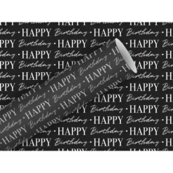 Rouleau de papier cadeau - 2 x 0,7 m - By Nature "Graphic Happy Birthday" - Couleur au choix