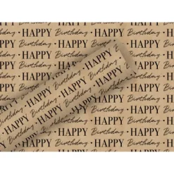 Rouleau de papier cadeau - 2 x 0,7 m - By Nature "Graphic Happy Birthday" - Couleur au choix