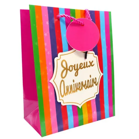 Sac cadeau en papier - Joyeux Anniversaire Pop - Taille S