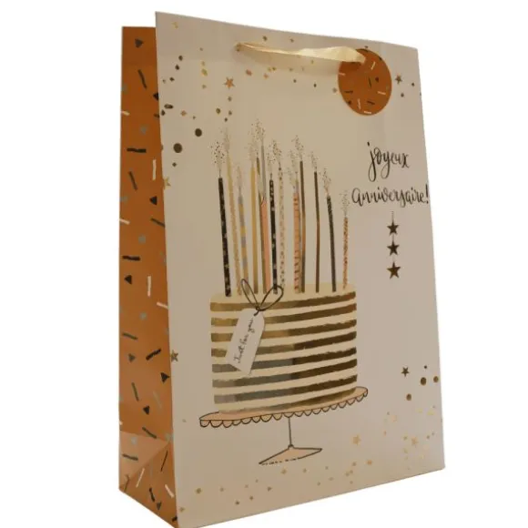 Sac cadeau en papier - Joyeux Anniversaire Pop - Taille L