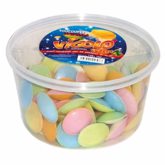 Seau de 100 bonbons - Soucoupe acidulées - VIGOLO - 130 g