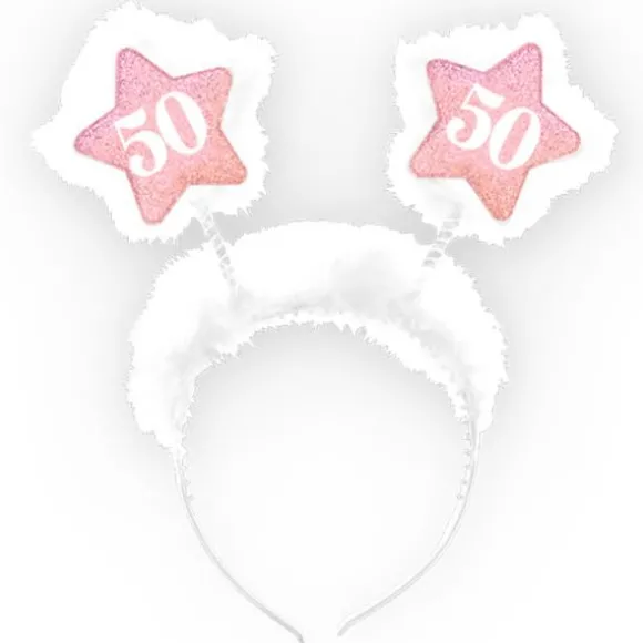 Serre-tête Anniversaire Adulte 50 ans - Rose et Blanc