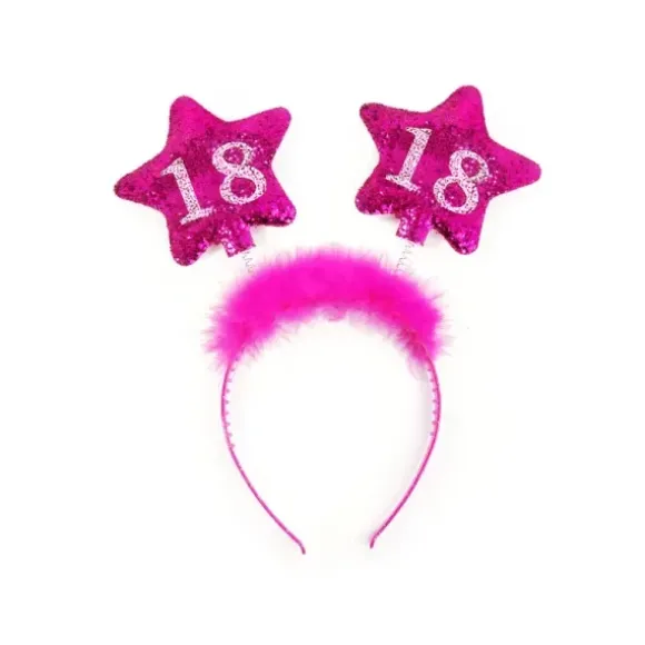 Serre-tête rose à étoiles pour anniversaire - 18 ans