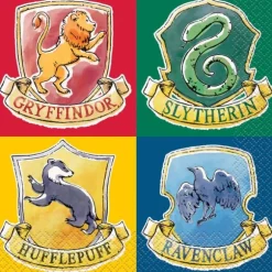 16 Serviettes des 4 Maisons de Poudlard - Harry Potter