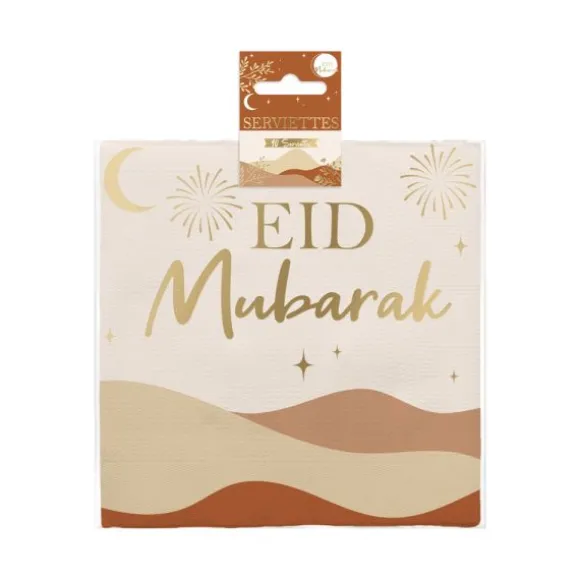 10 serviettes en papier avec dunes - 33 x 33 cm - Collection Eid Mubarak