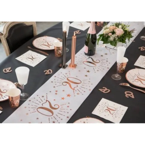 10 Serviettes en papier - Joyeux Anniversaire Etincelant - Rose Gold - Age au Choix
