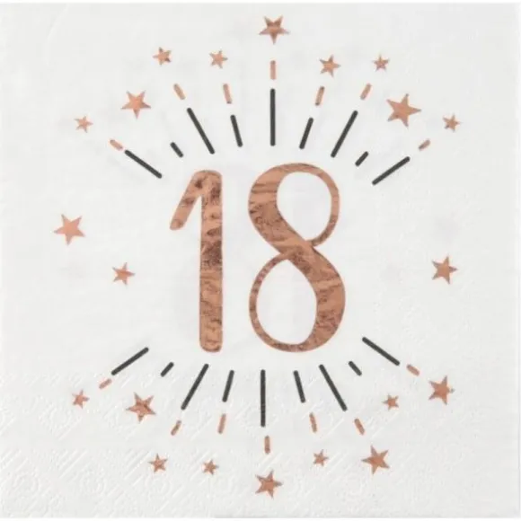 10 Serviettes en papier - Joyeux Anniversaire Etincelant - Rose Gold - Age au Choix