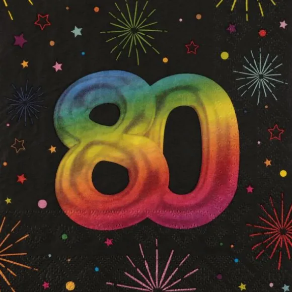 12 serviettes en papier pour anniversaire - 33 x 33 cm - Collection Festicolor - Âge au choix