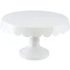 Support à gâteaux blanc en métal sur pied - 26,5 x 15 cm - Collection Voile de Douceur