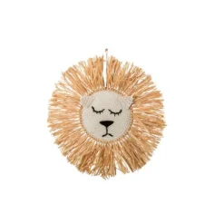 Suspension tête de Lion en raphia - 45 cm