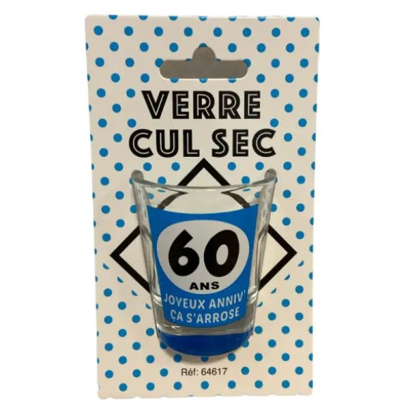 Verre shooter Cul Sec - Anniversaire Bleu - Age au Choix